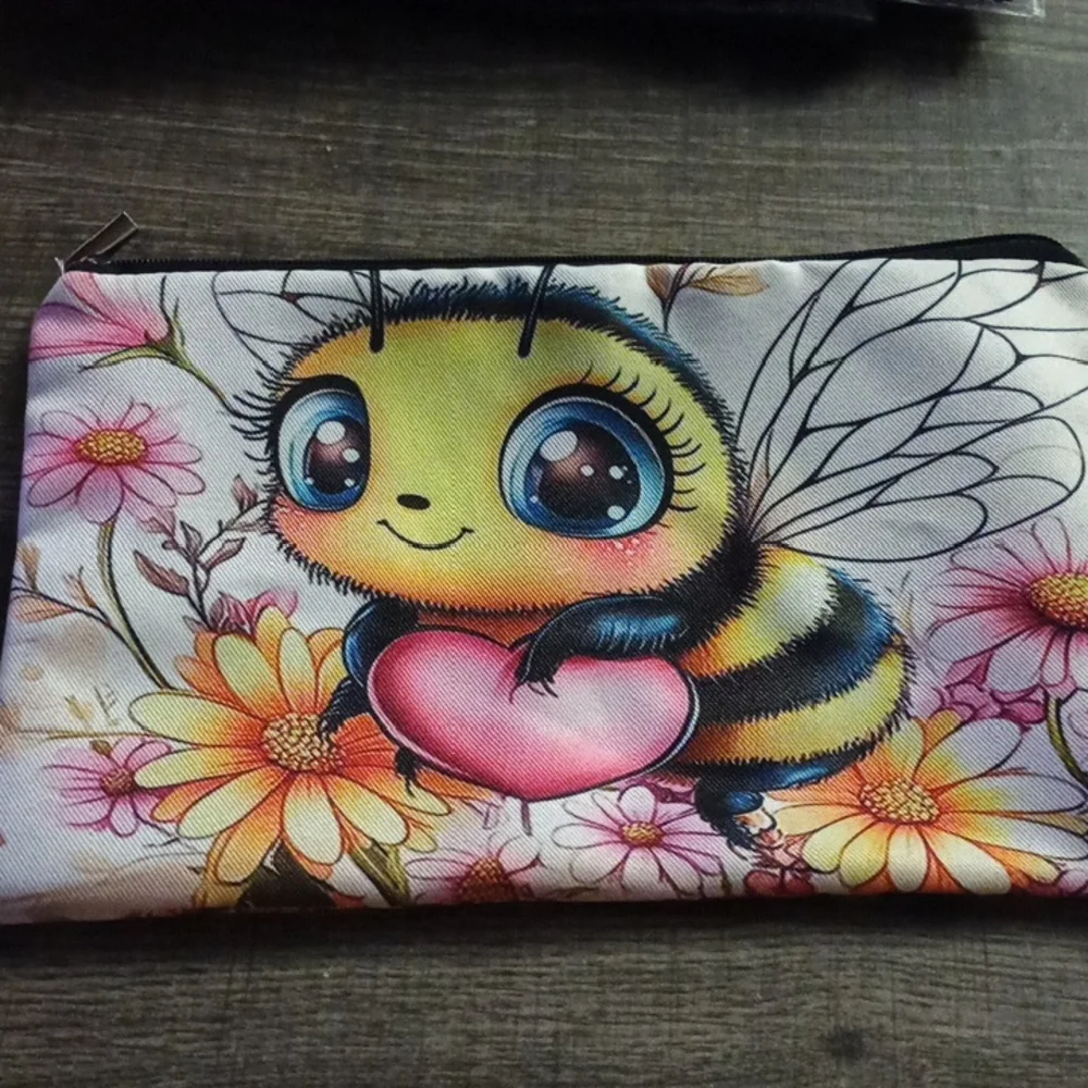 Cute Bee and Flowers Pouch
